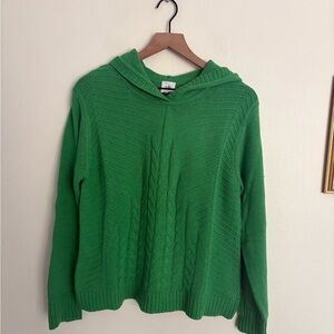 CABI Laid Back Hoodie Green 100% Cotton #6177 Size Medium Kelly Green Fisherman